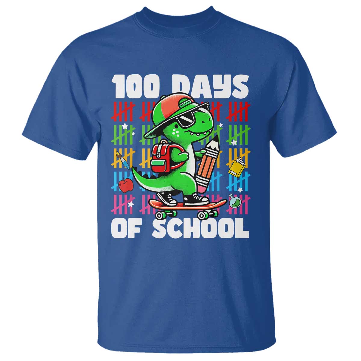 100 Days of School 100th Day Dino T Shirt Trex Dino Skateboard Skateboarding Boys Gift - Wonder Print Shop