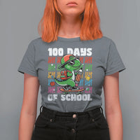 100 Days of School 100th Day Dino T Shirt For Women Trex Dino Skateboard Skateboarding Boys Gift - Wonder Print Shop