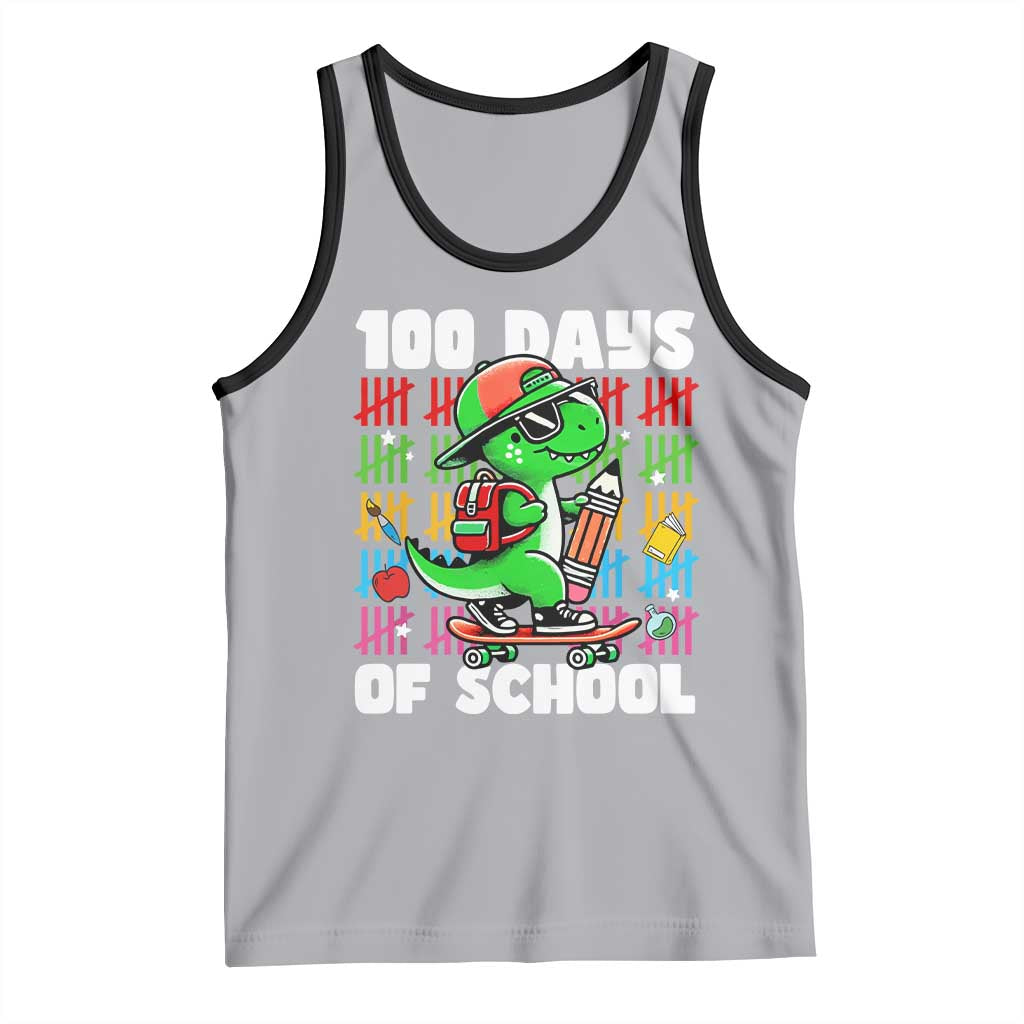 100 Days of School 100th Day Dino Tank Top Trex Dino Skateboard Skateboarding Boys Gift