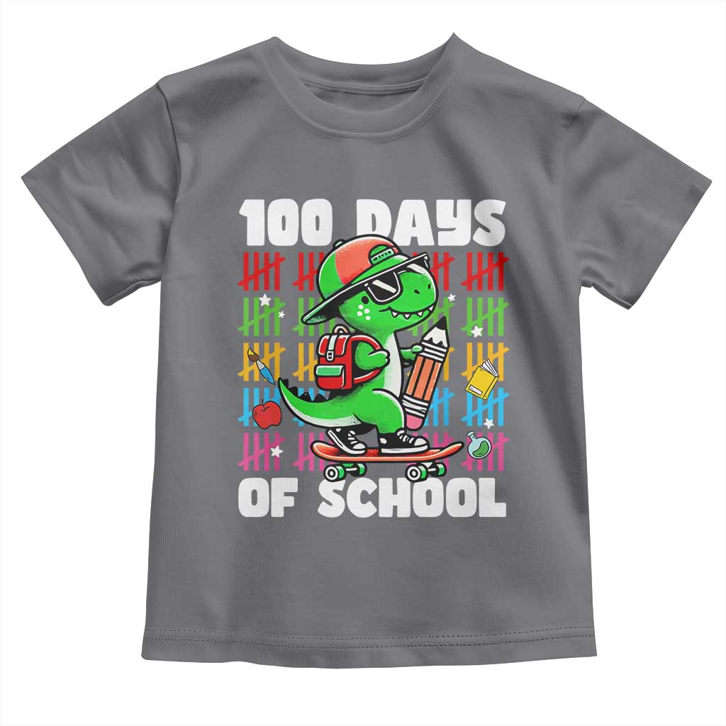 100 Days of School 100th Day Dino Toddler T Shirt Trex Dino Skateboard Skateboarding Boys Gift
