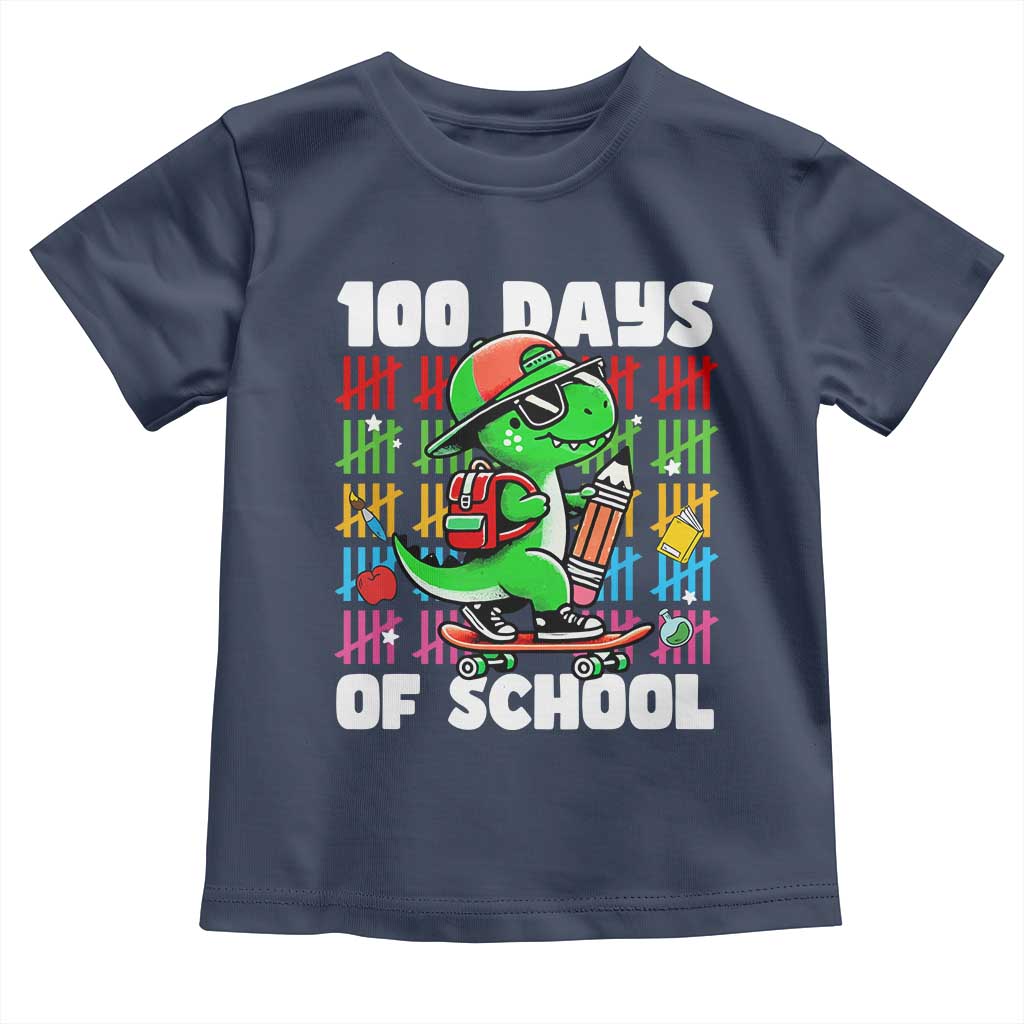 100 Days of School 100th Day Dino Toddler T Shirt Trex Dino Skateboard Skateboarding Boys Gift