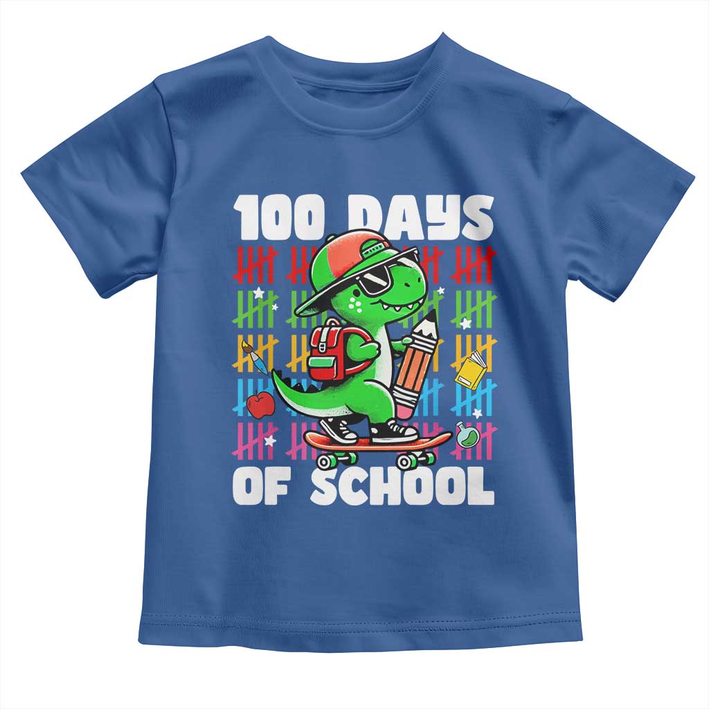 100 Days of School 100th Day Dino Toddler T Shirt Trex Dino Skateboard Skateboarding Boys Gift