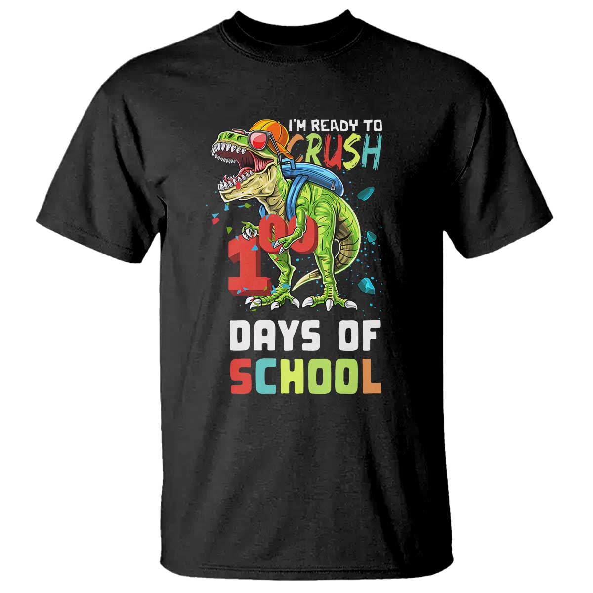 Ready To Crush 100 Days Of School T Shirt T Rex Dinosaur Boys - Wonder Print Shop