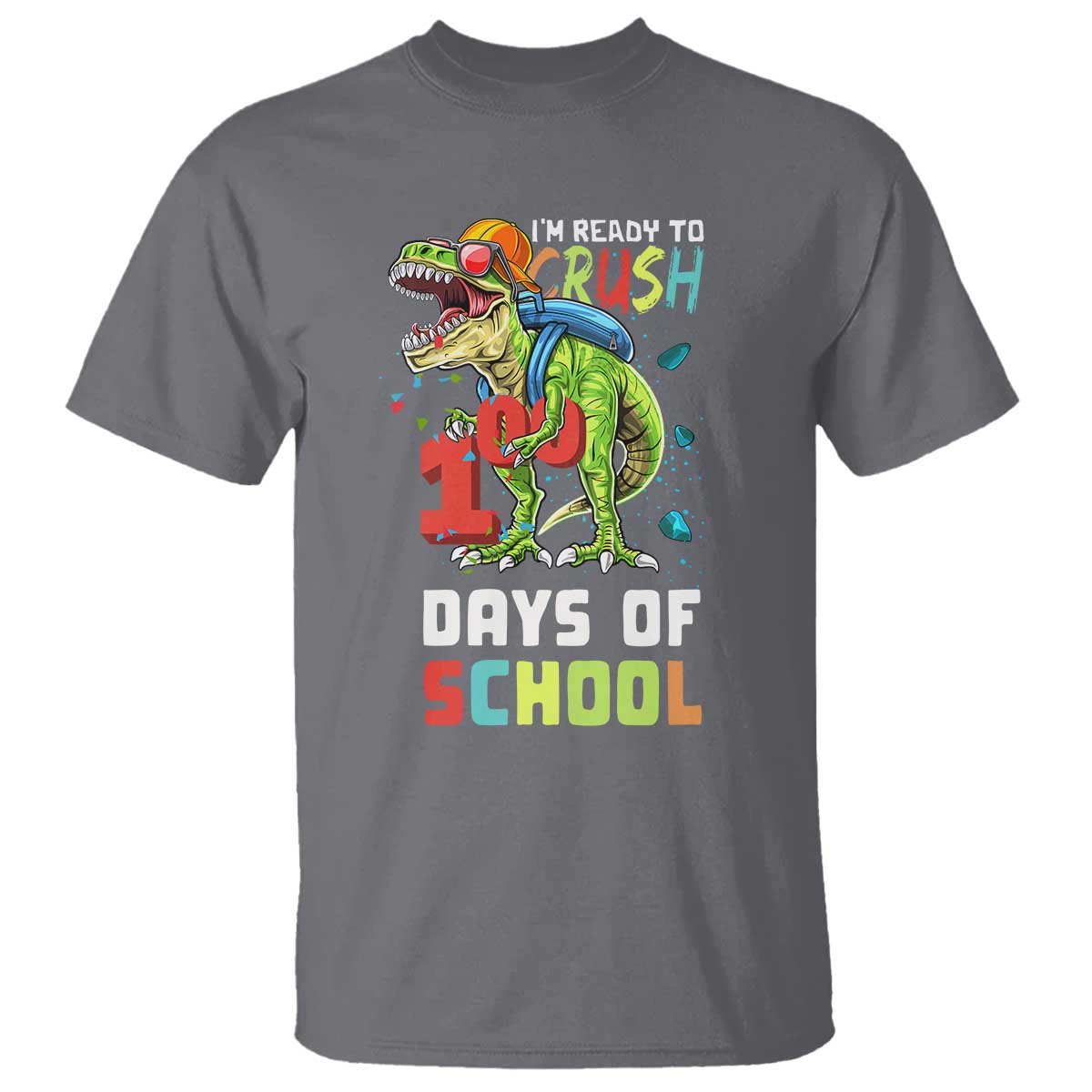 Ready To Crush 100 Days Of School T Shirt T Rex Dinosaur Boys - Wonder Print Shop