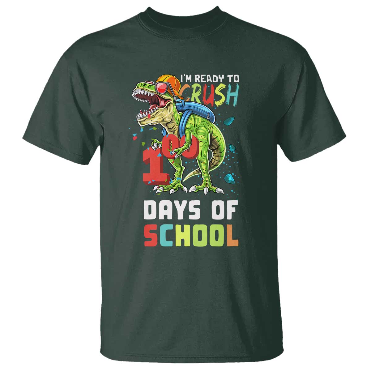 Ready To Crush 100 Days Of School T Shirt T Rex Dinosaur Boys - Wonder Print Shop