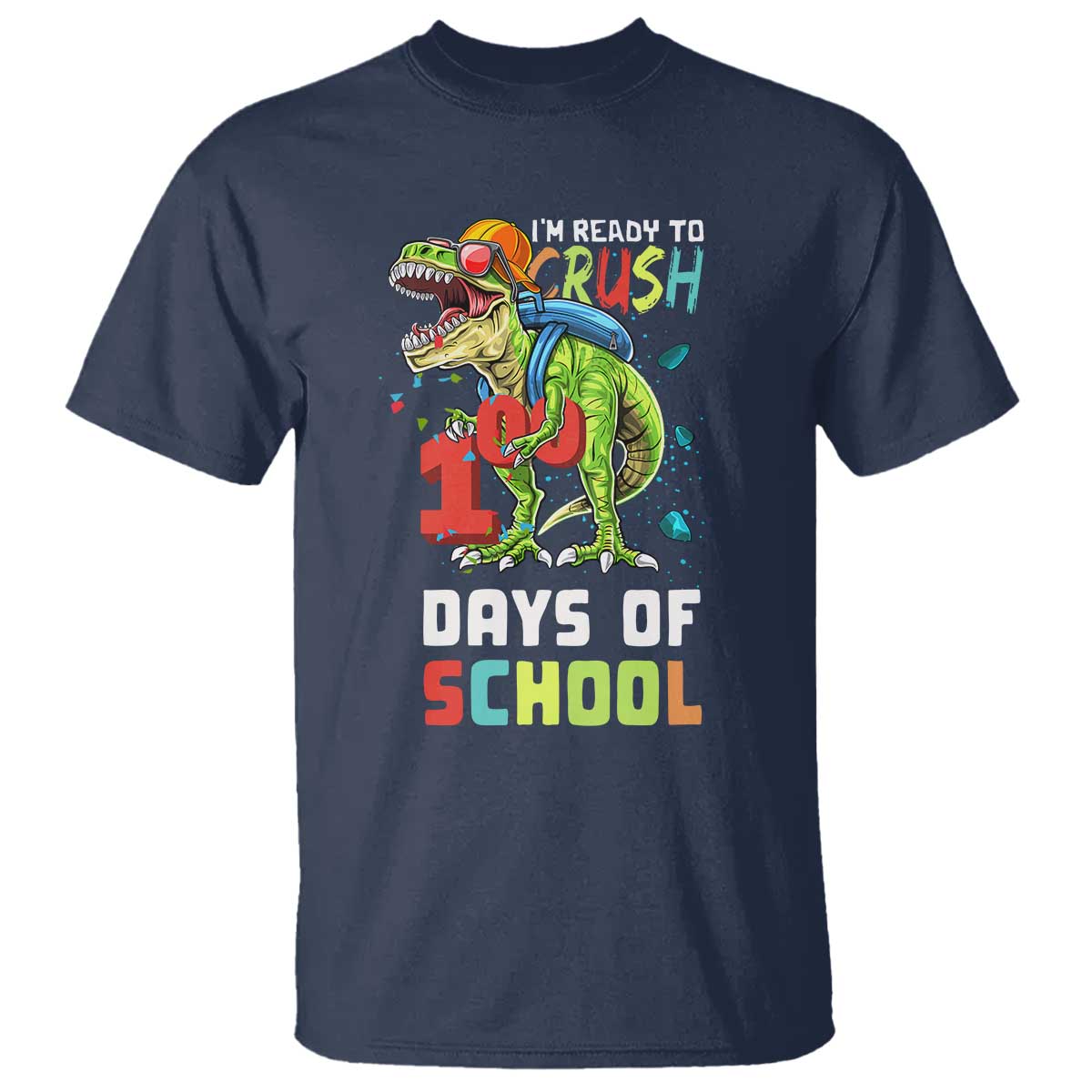 Ready To Crush 100 Days Of School T Shirt T Rex Dinosaur Boys - Wonder Print Shop