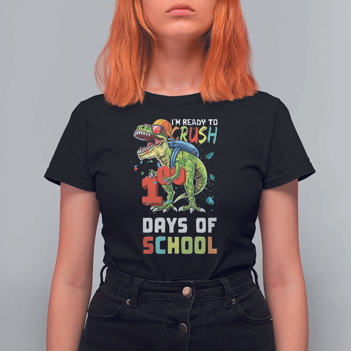 Ready To Crush 100 Days Of School T Shirt For Women T Rex Dinosaur Boys - Wonder Print Shop