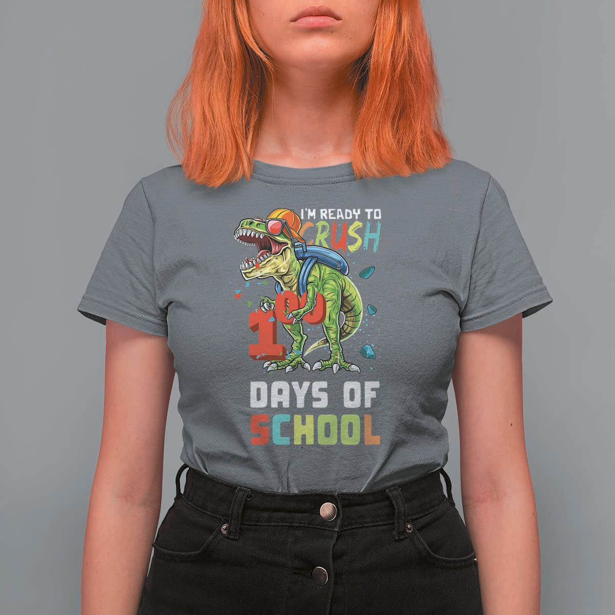 Ready To Crush 100 Days Of School T Shirt For Women T Rex Dinosaur Boys - Wonder Print Shop