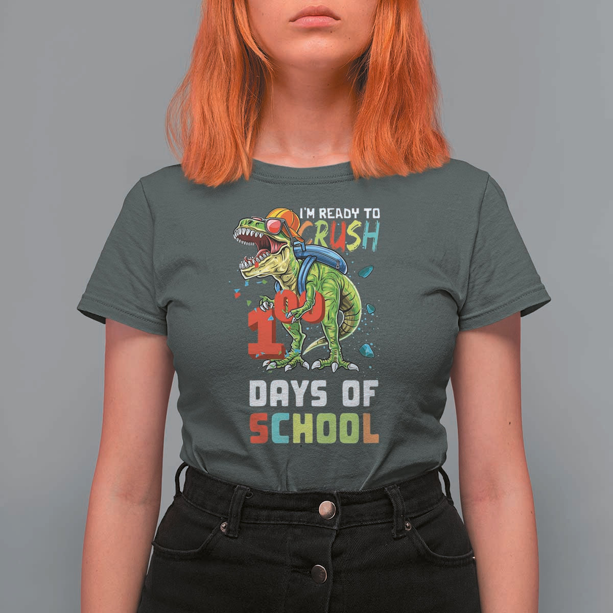 Ready To Crush 100 Days Of School T Shirt For Women T Rex Dinosaur Boys - Wonder Print Shop
