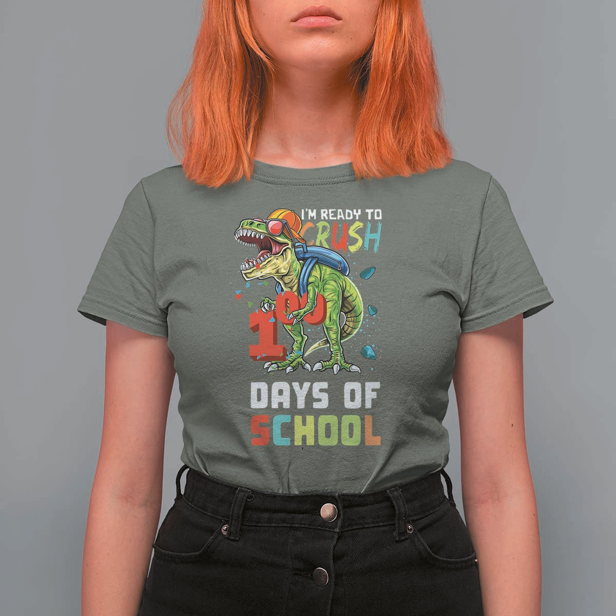 Ready To Crush 100 Days Of School T Shirt For Women T Rex Dinosaur Boys - Wonder Print Shop