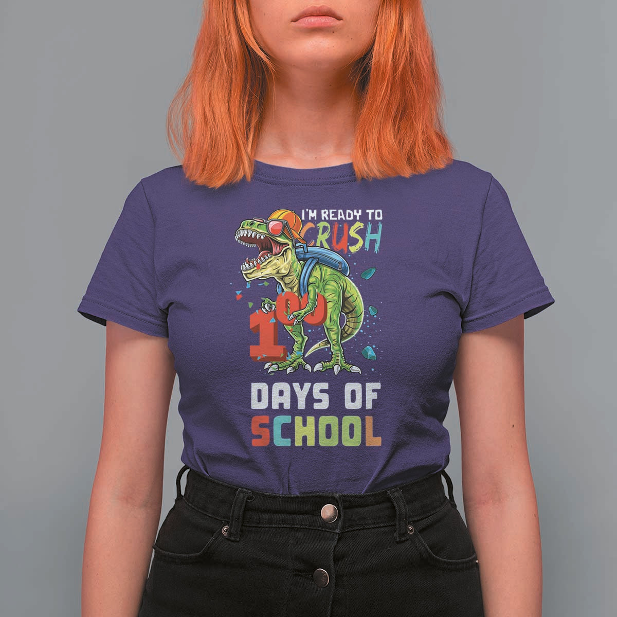 Ready To Crush 100 Days Of School T Shirt For Women T Rex Dinosaur Boys - Wonder Print Shop