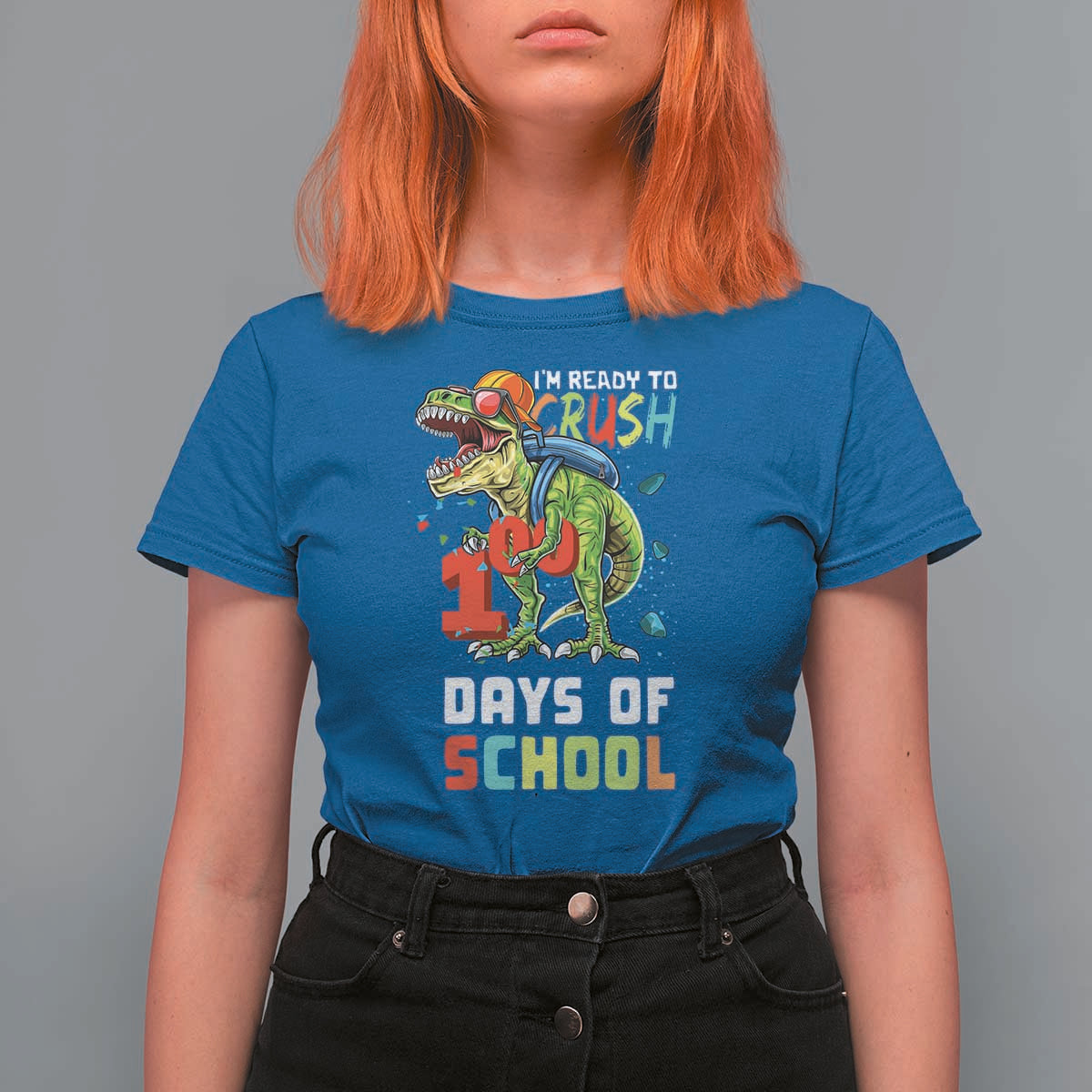 Ready To Crush 100 Days Of School T Shirt For Women T Rex Dinosaur Boys - Wonder Print Shop