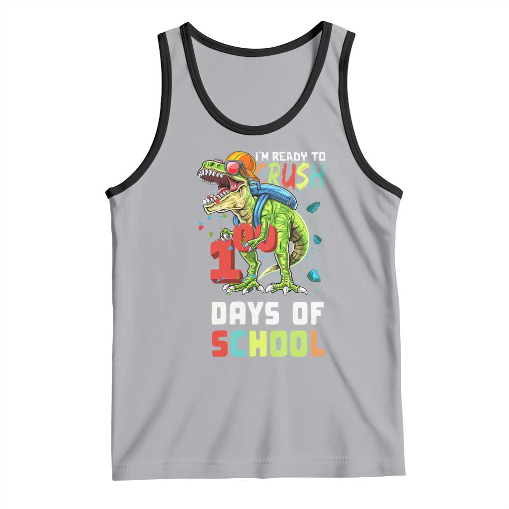Ready To Crush 100 Days Of School Tank Top T Rex Dinosaur Boys