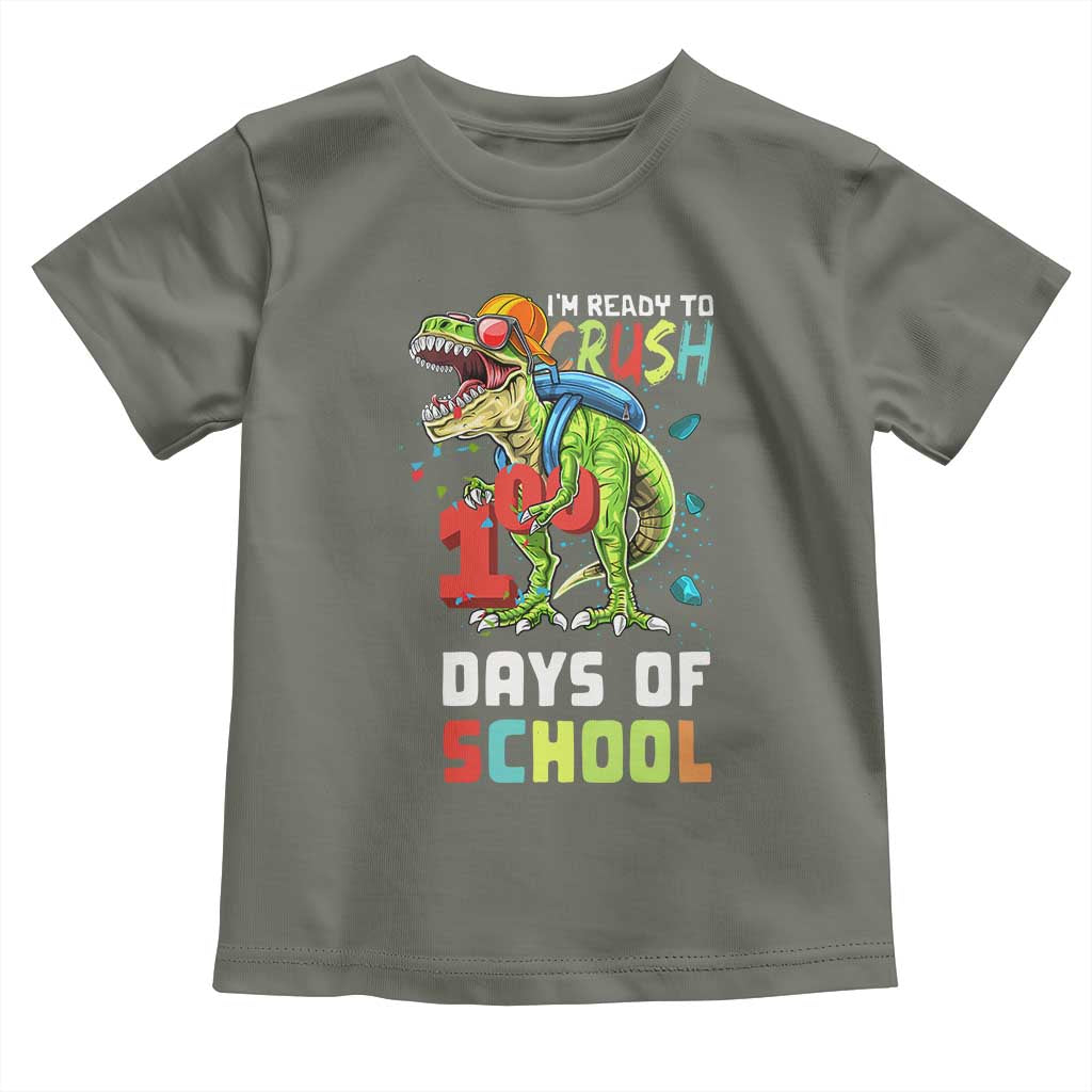 Ready To Crush 100 Days Of School Toddler T Shirt T Rex Dinosaur Boys