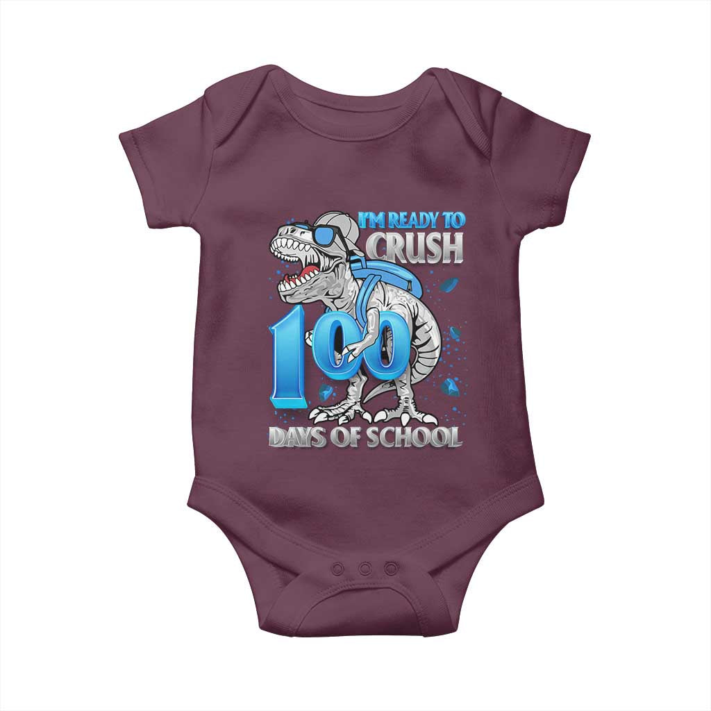 100 Days Of School Dinosaur Baby Onesie Trex 100th Day of School Boy Gifts