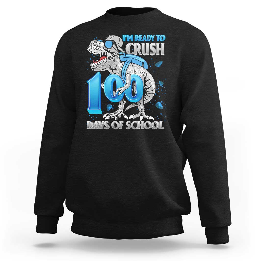 100 Days Of School Dinosaur Sweatshirt Trex 100th Day of School Boy Gifts - Wonder Print Shop