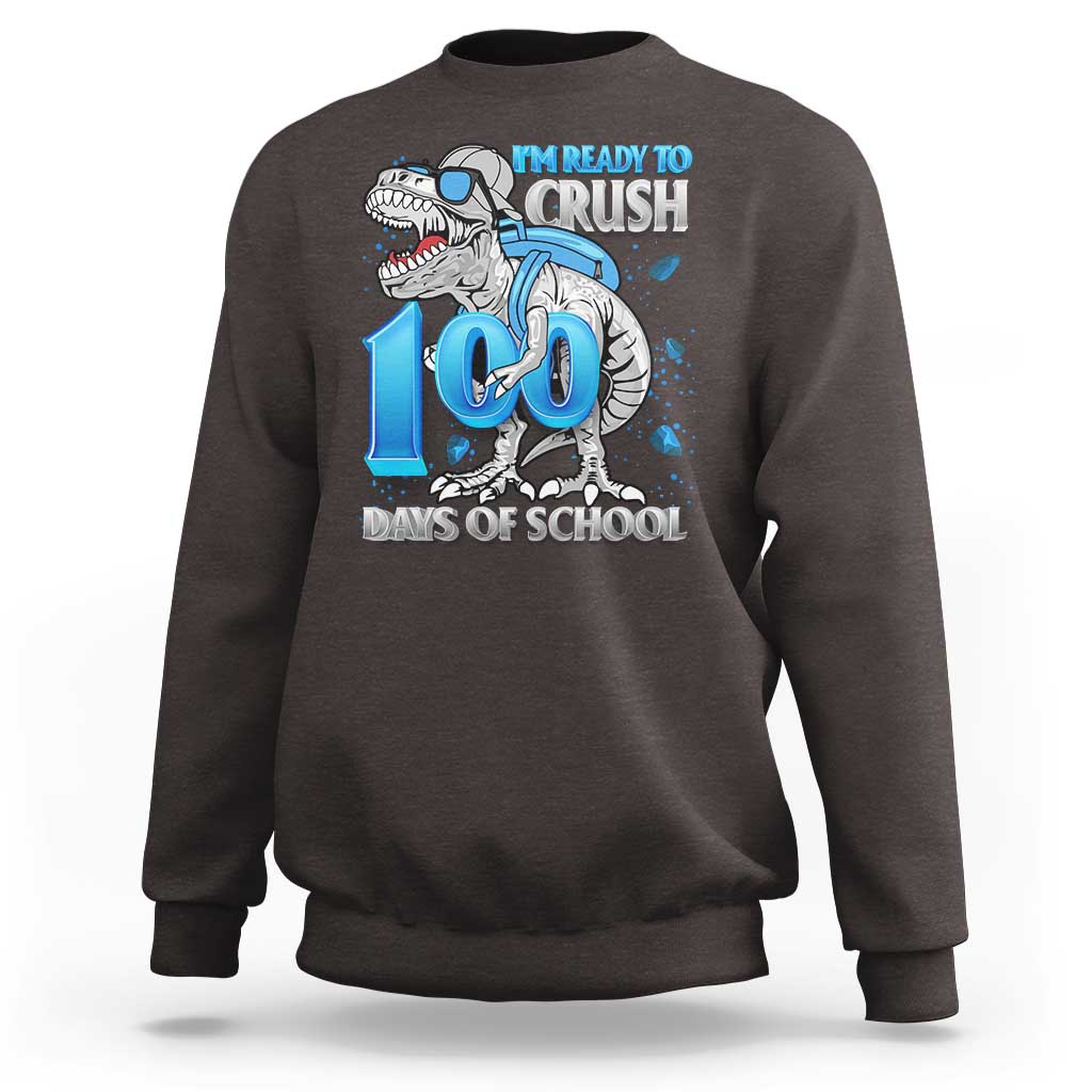 100 Days Of School Dinosaur Sweatshirt Trex 100th Day of School Boy Gifts - Wonder Print Shop