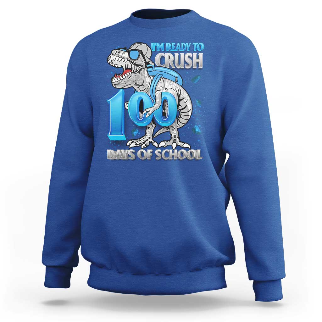 100 Days Of School Dinosaur Sweatshirt Trex 100th Day of School Boy Gifts - Wonder Print Shop