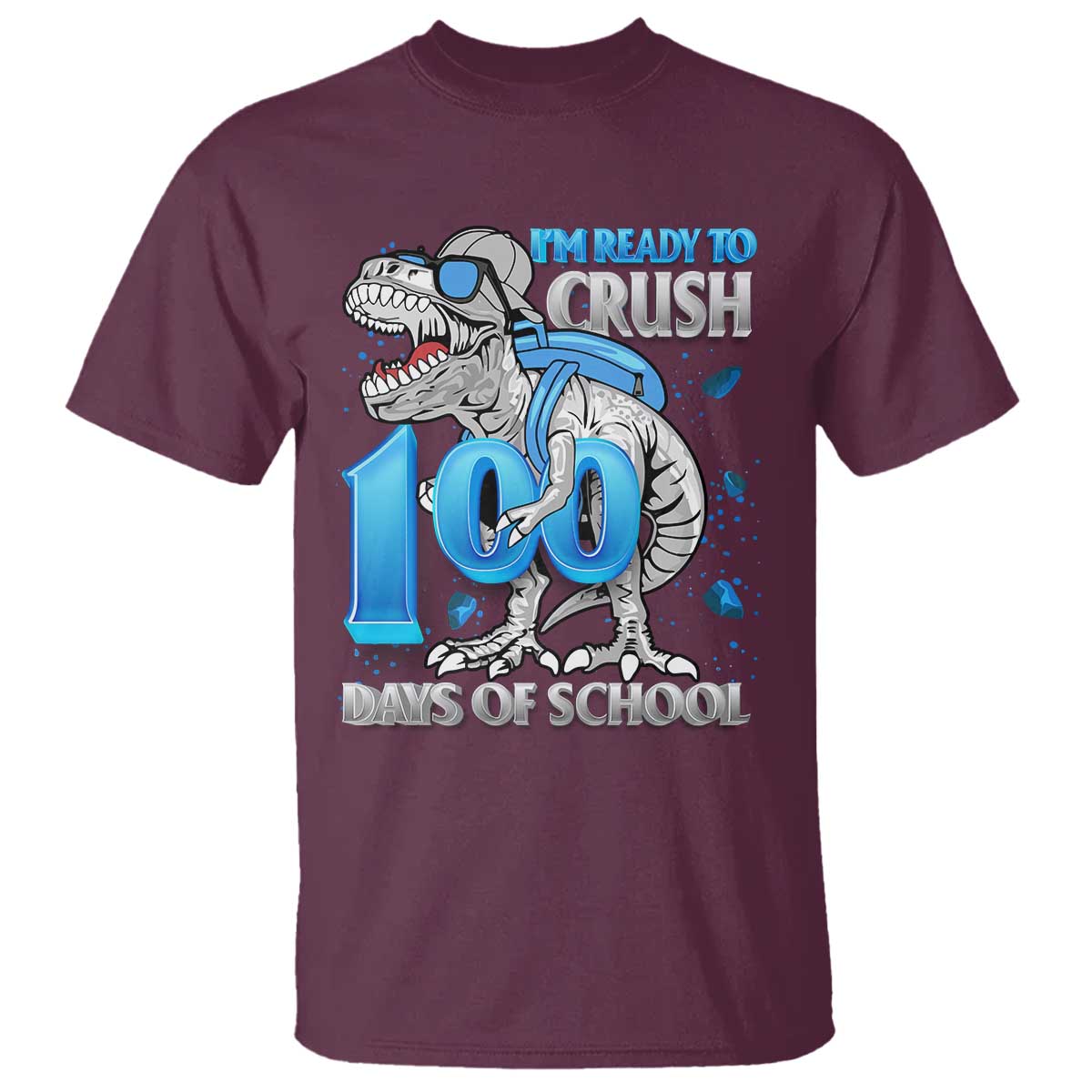 100 Days Of School Dinosaur T Shirt Trex 100th Day of School Boy Gifts - Wonder Print Shop