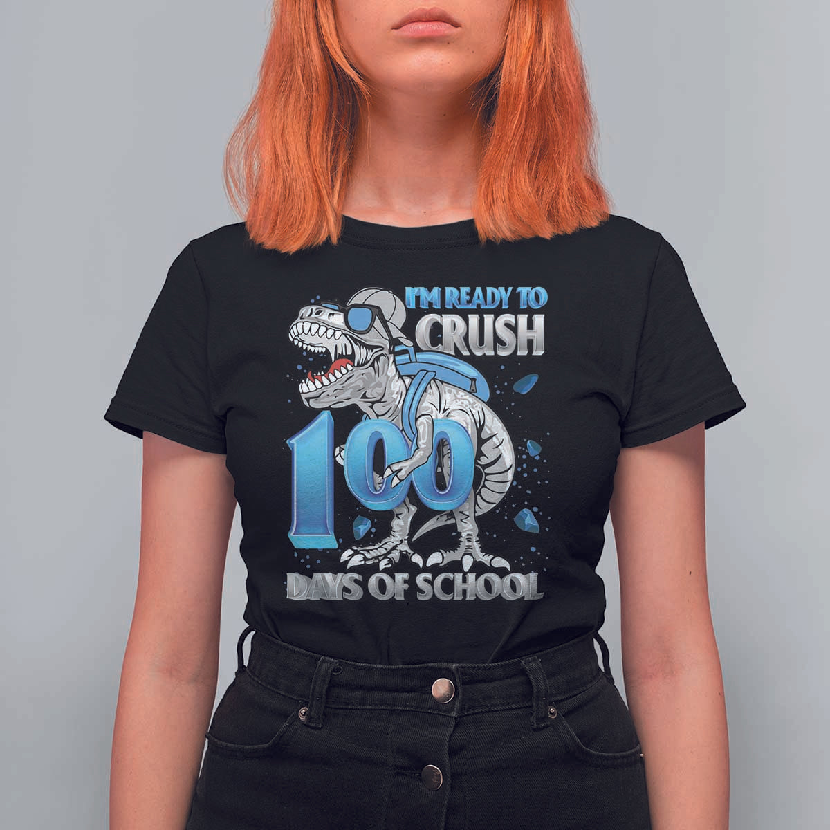 100 Days Of School Dinosaur T Shirt For Women Trex 100th Day of School Boy Gifts - Wonder Print Shop