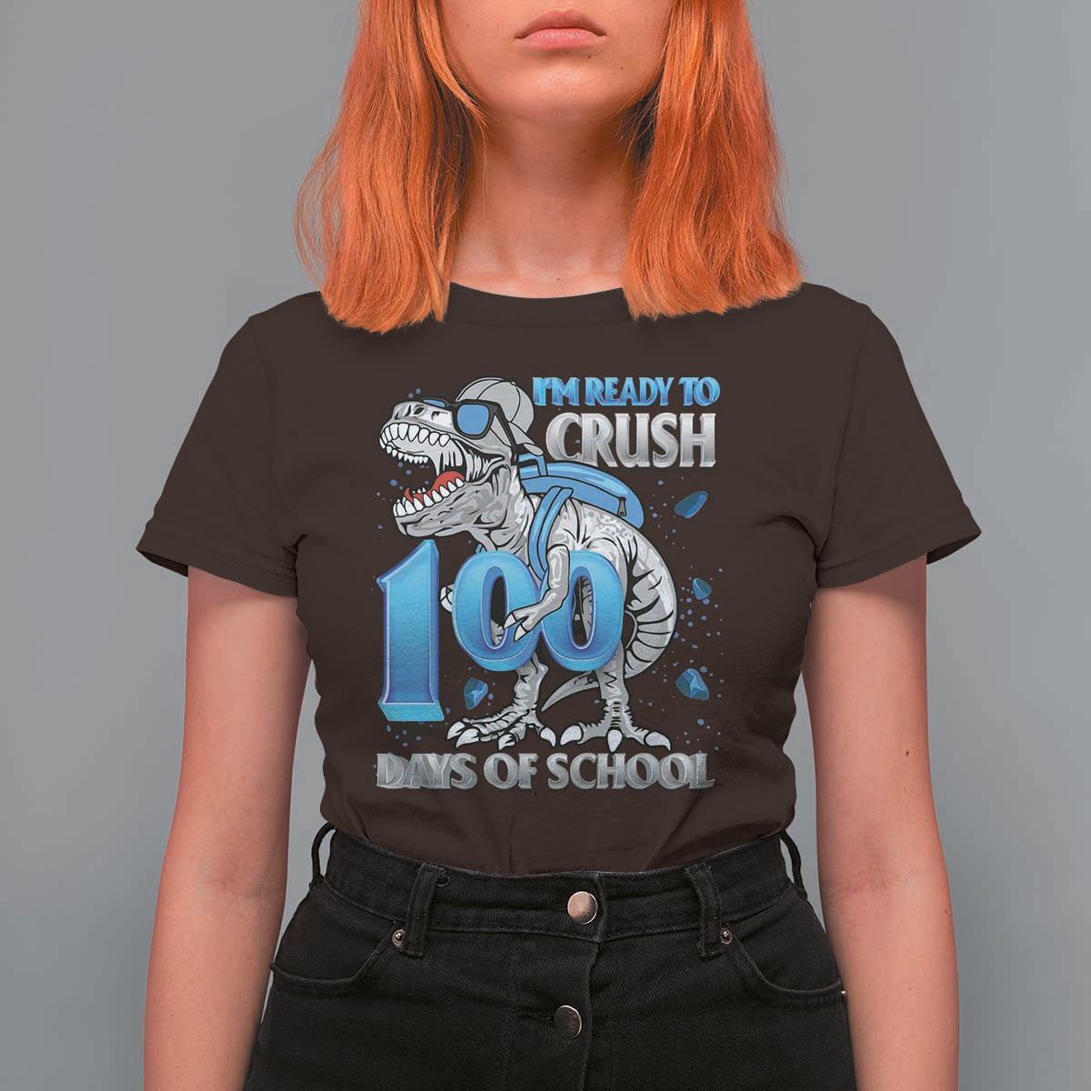 100 Days Of School Dinosaur T Shirt For Women Trex 100th Day of School Boy Gifts - Wonder Print Shop