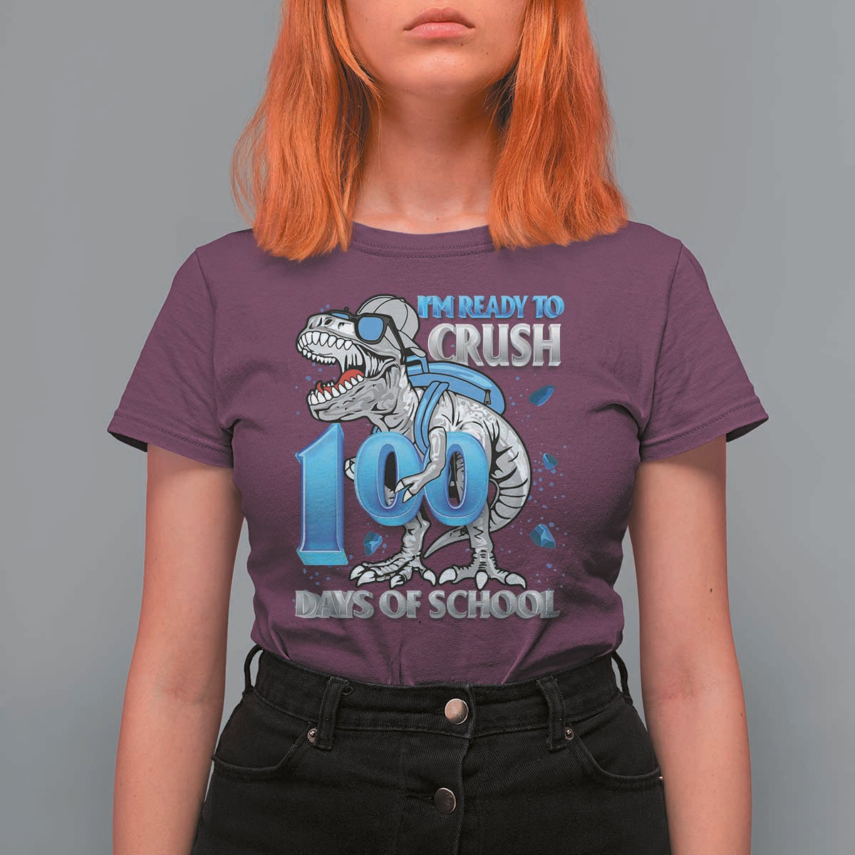100 Days Of School Dinosaur T Shirt For Women Trex 100th Day of School Boy Gifts - Wonder Print Shop