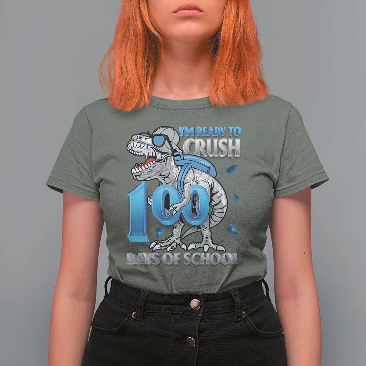100 Days Of School Dinosaur T Shirt For Women Trex 100th Day of School Boy Gifts - Wonder Print Shop