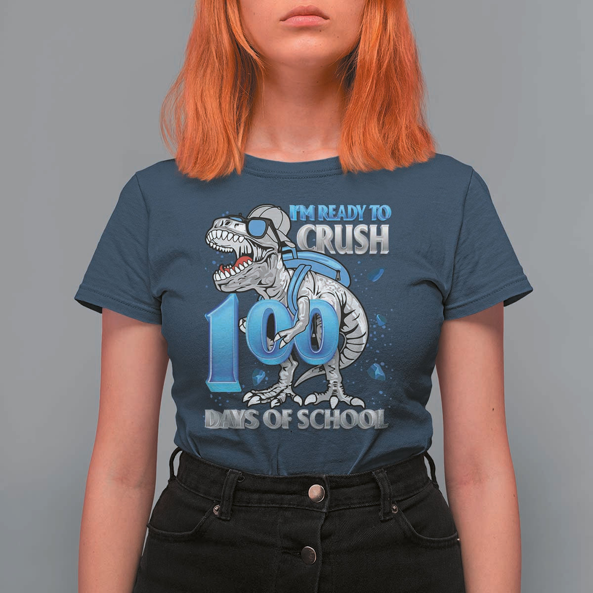 100 Days Of School Dinosaur T Shirt For Women Trex 100th Day of School Boy Gifts - Wonder Print Shop