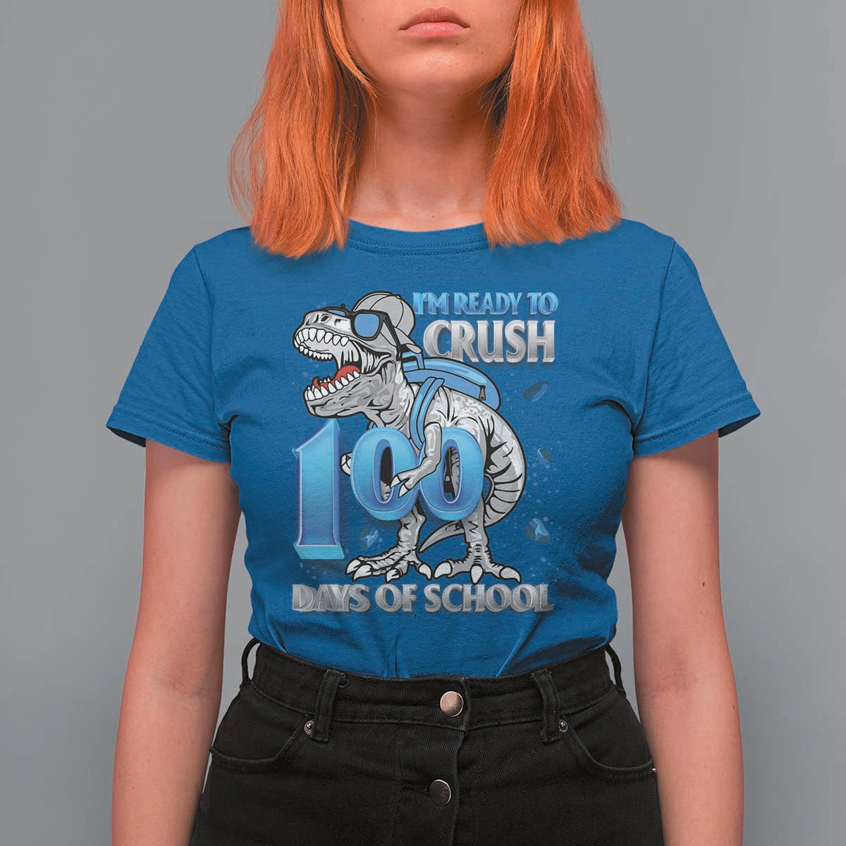 100 Days Of School Dinosaur T Shirt For Women Trex 100th Day of School Boy Gifts - Wonder Print Shop