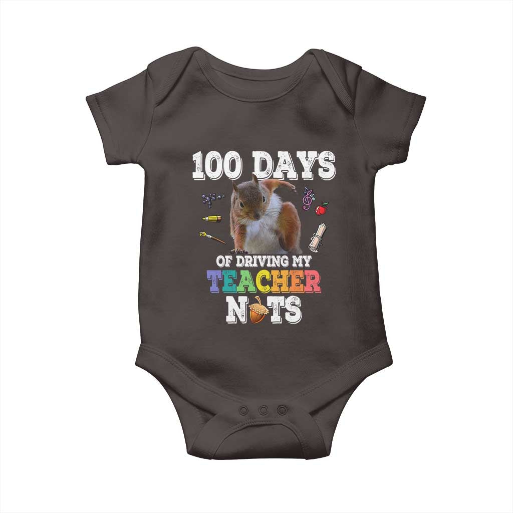 100th Day Of School Baby Onesie Driving My Teacher Nuts Dabbing Squirrel 100 Days