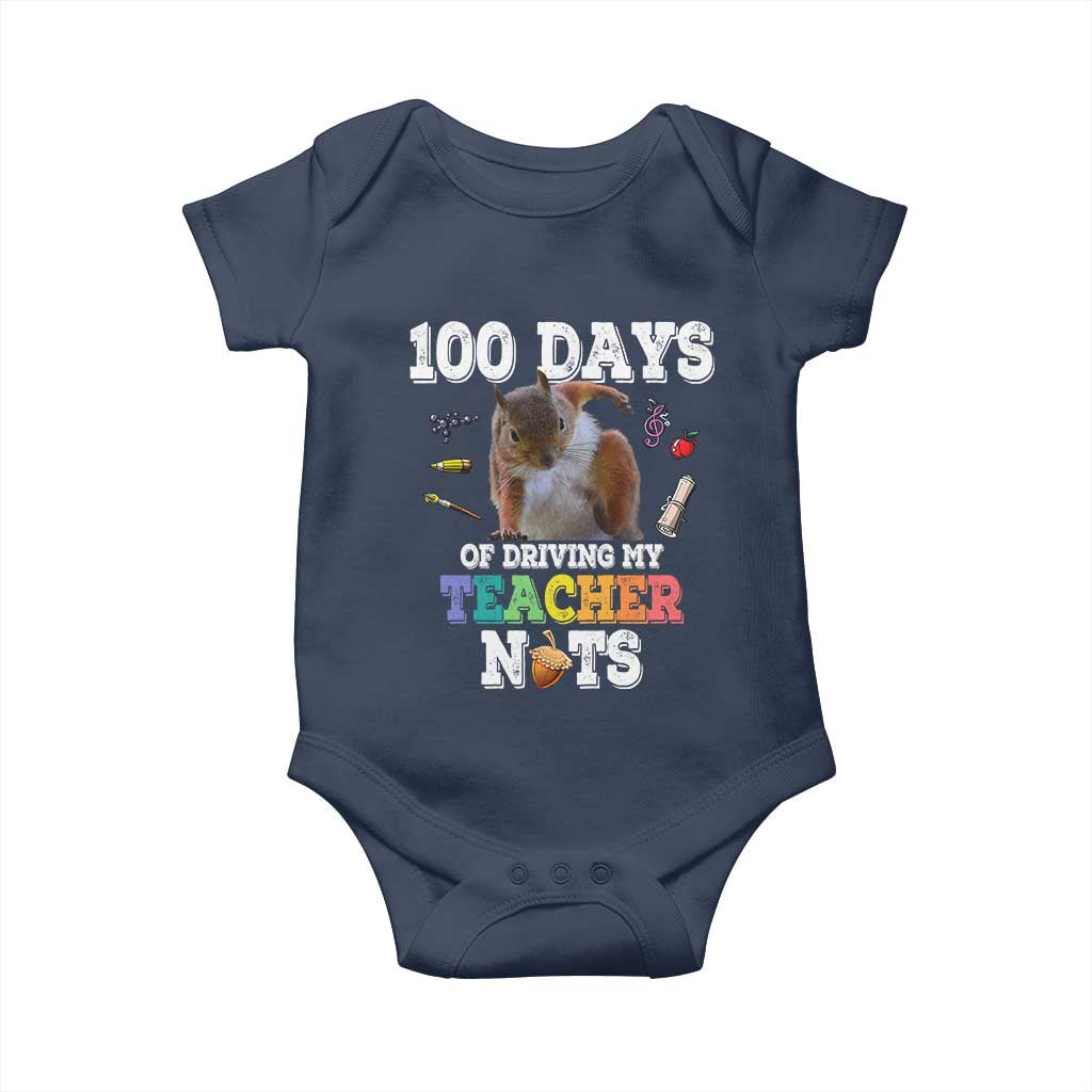 100th Day Of School Baby Onesie Driving My Teacher Nuts Dabbing Squirrel 100 Days