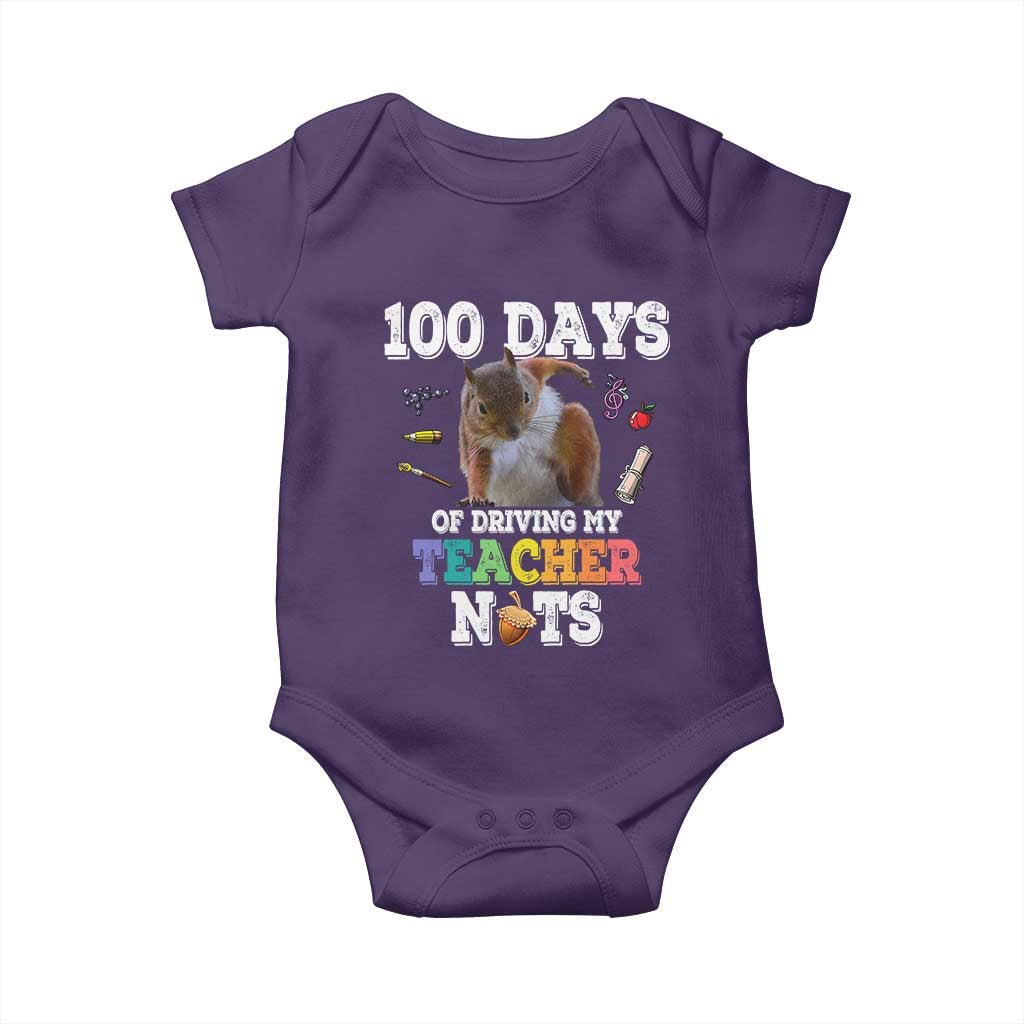 100th Day Of School Baby Onesie Driving My Teacher Nuts Dabbing Squirrel 100 Days