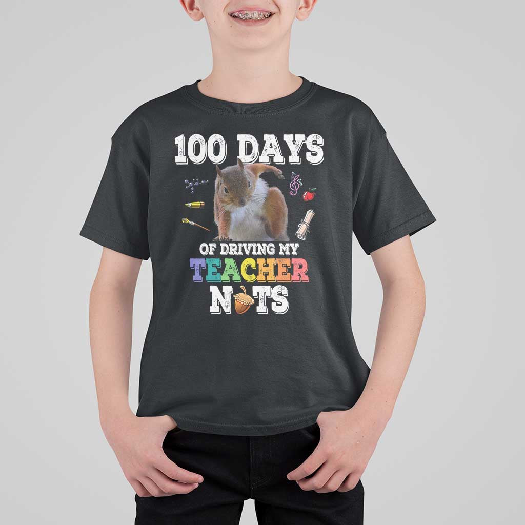 100th Day Of School T Shirt For Kid Driving My Teacher Nuts Dabbing Squirrel 100 Days