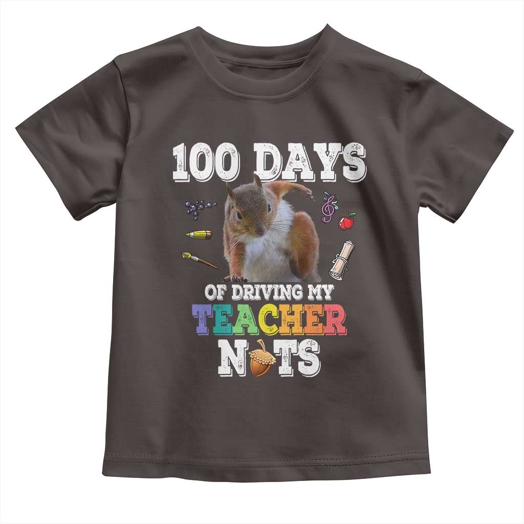 100th Day Of School Toddler T Shirt Driving My Teacher Nuts Dabbing Squirrel 100 Days