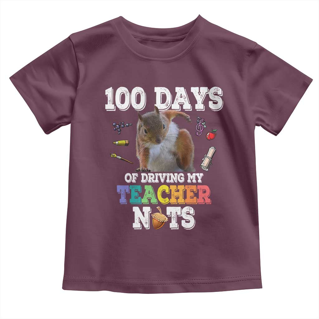 100th Day Of School Toddler T Shirt Driving My Teacher Nuts Dabbing Squirrel 100 Days