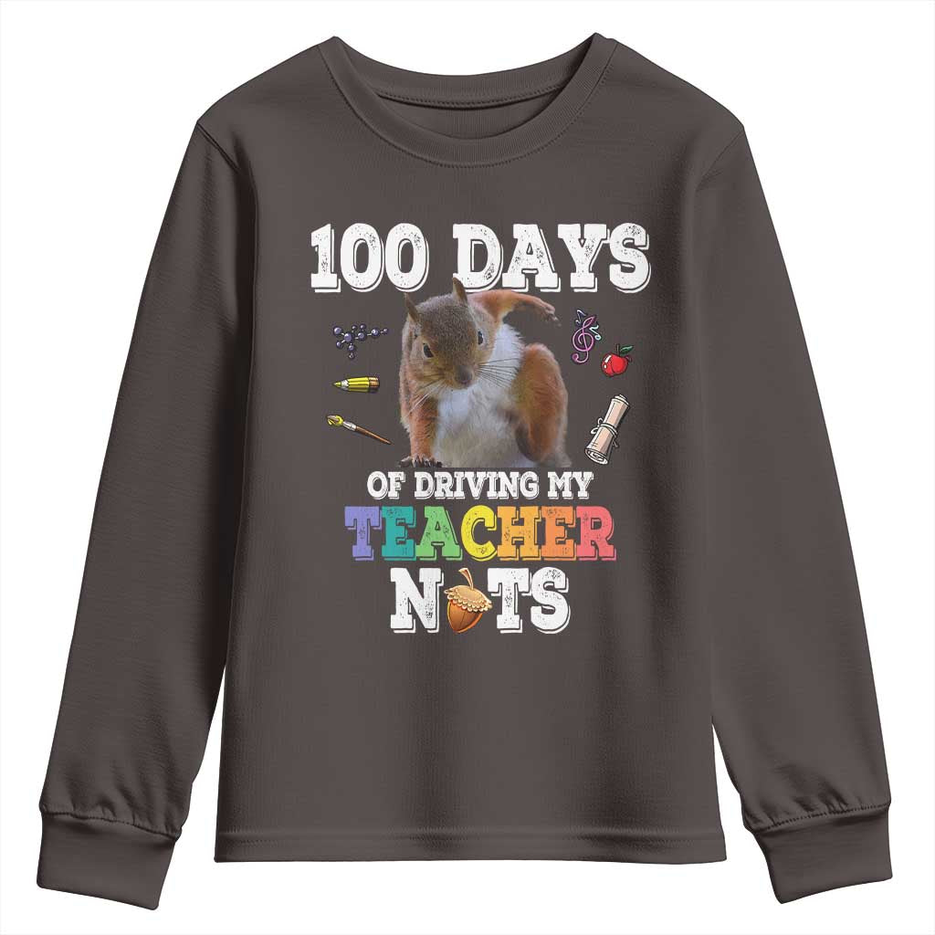 100th Day Of School Youth Sweatshirt Driving My Teacher Nuts Dabbing Squirrel 100 Days