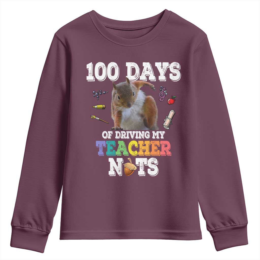 100th Day Of School Youth Sweatshirt Driving My Teacher Nuts Dabbing Squirrel 100 Days