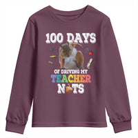 100th Day Of School Youth Sweatshirt Driving My Teacher Nuts Dabbing Squirrel 100 Days