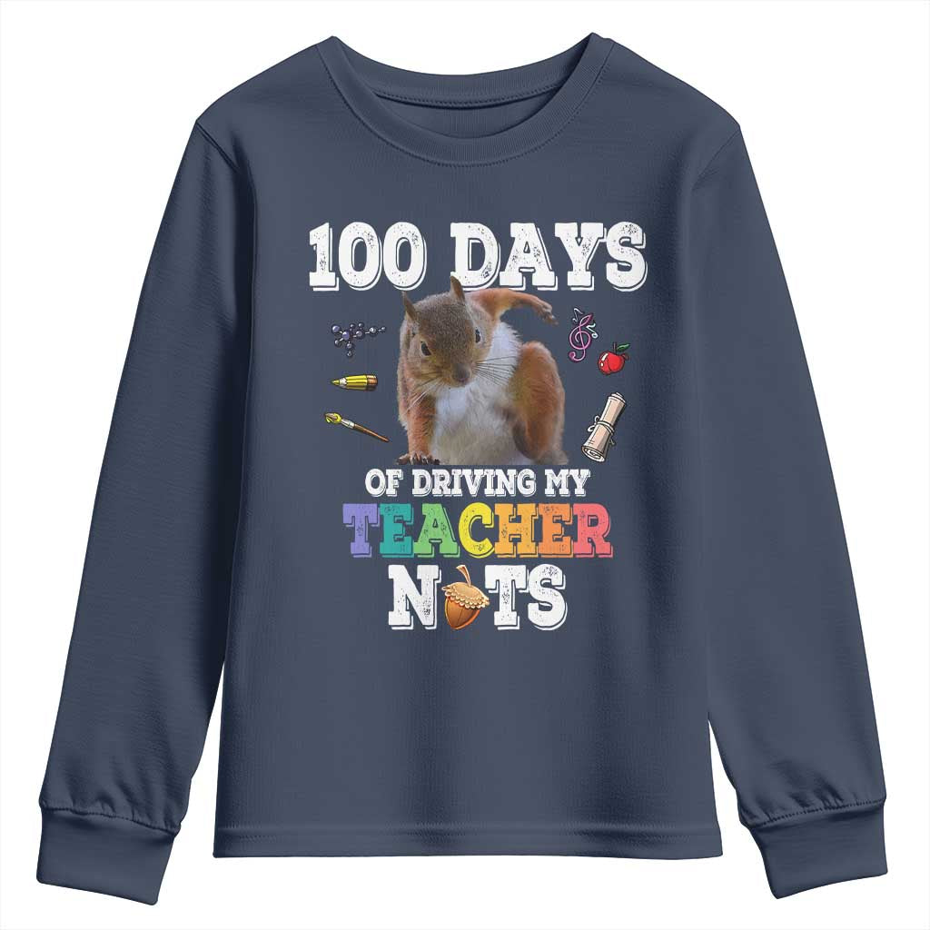 100th Day Of School Youth Sweatshirt Driving My Teacher Nuts Dabbing Squirrel 100 Days