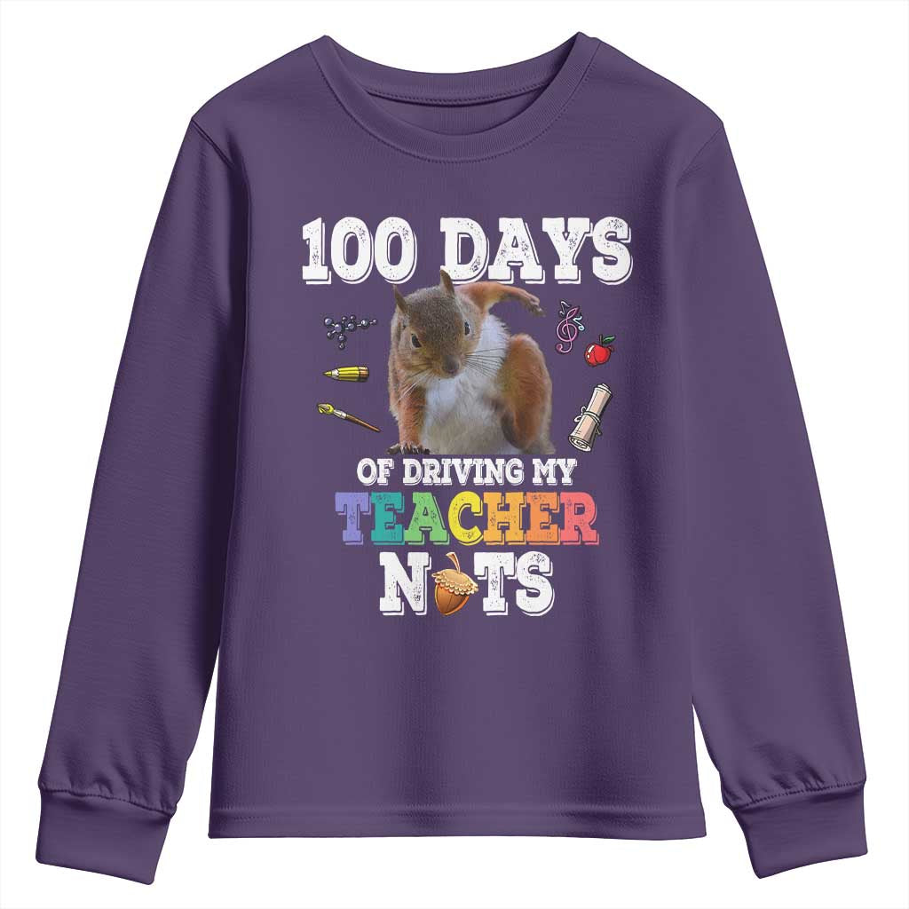 100th Day Of School Youth Sweatshirt Driving My Teacher Nuts Dabbing Squirrel 100 Days