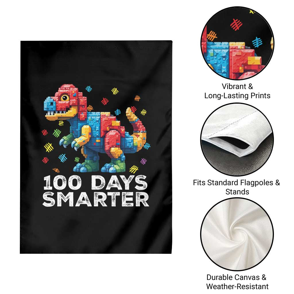 Dinosaur 100 Days Smarter Garden Flag Building Bricks Dinosaur 100th Day Kids