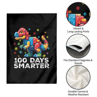 Dinosaur 100 Days Smarter Garden Flag Building Bricks Dinosaur 100th Day Kids