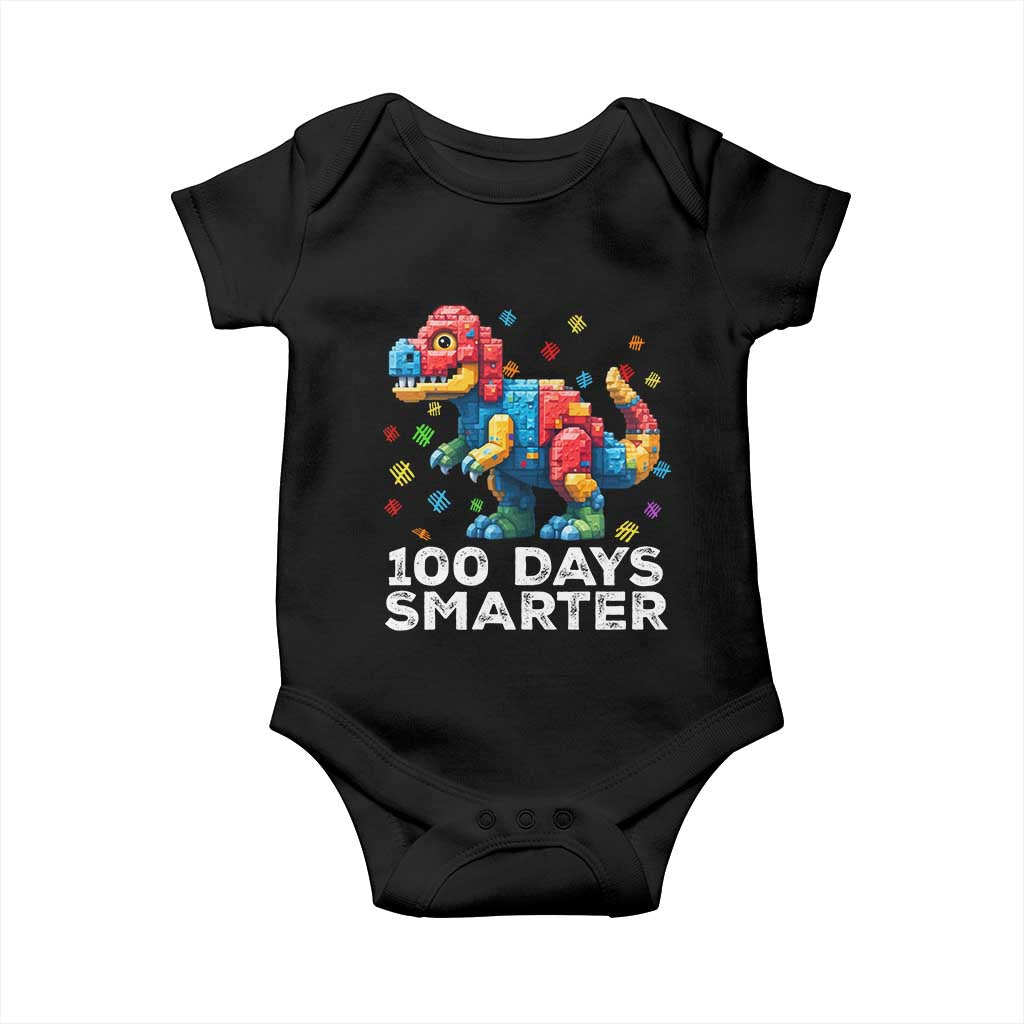 Dinosaur 100 Days Smarter Baby Onesie Building Bricks Dinosaur 100th Day Kids