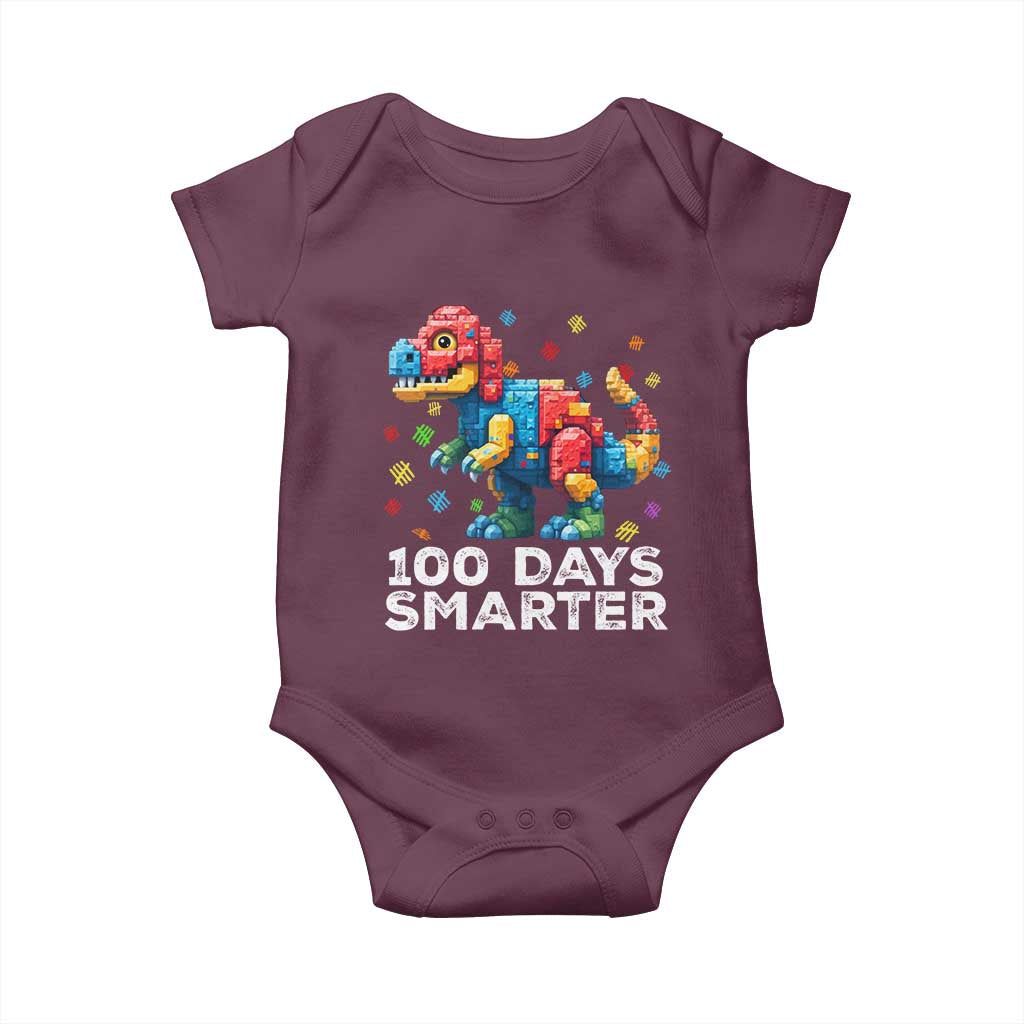 Dinosaur 100 Days Smarter Baby Onesie Building Bricks Dinosaur 100th Day Kids