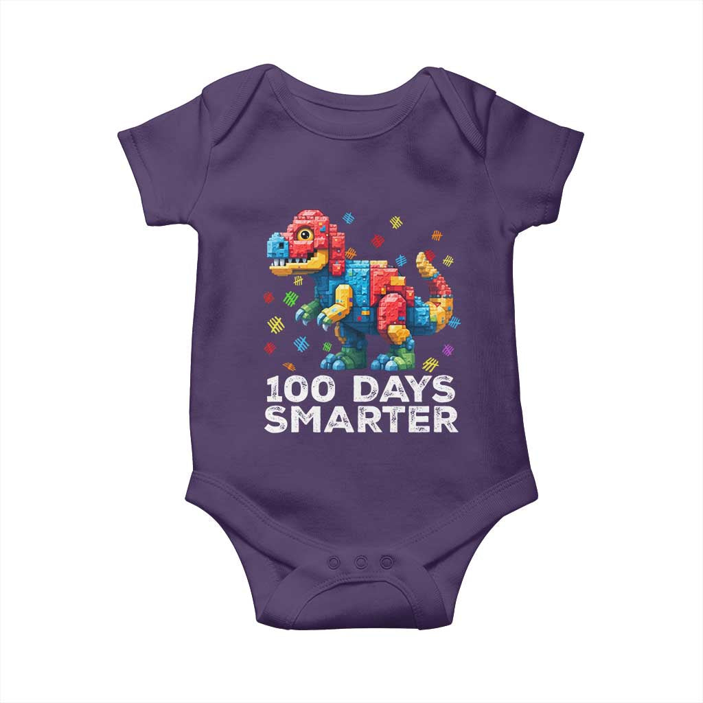 Dinosaur 100 Days Smarter Baby Onesie Building Bricks Dinosaur 100th Day Kids