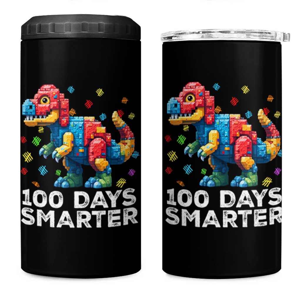 Dinosaur 100 Days Smarter 4 in 1 Can Cooler Tumbler Building Bricks Dinosaur 100th Day Kids