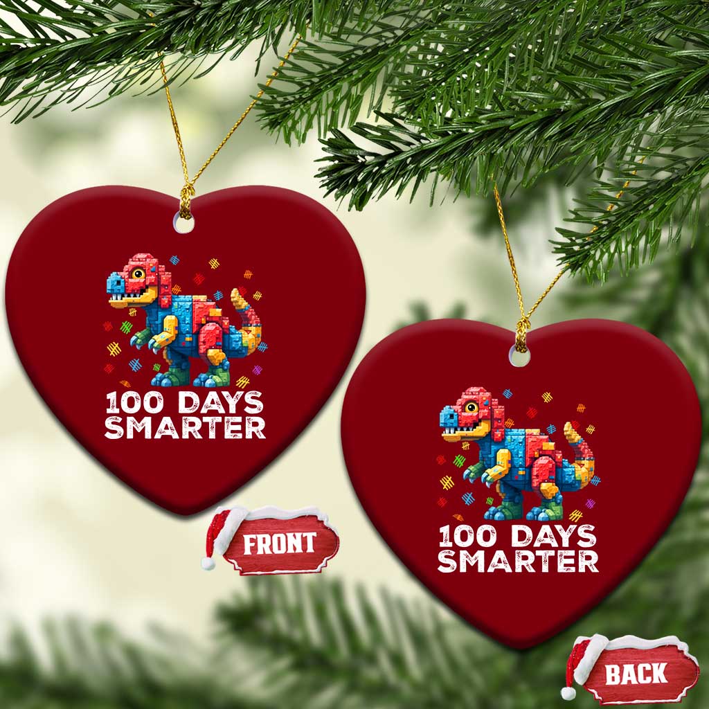 Dinosaur 100 Days Smarter Ceramic Ornament Building Bricks Dinosaur 100th Day Kids