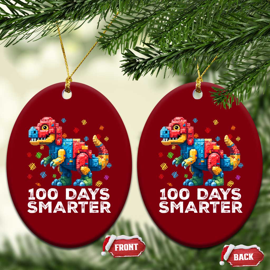 Dinosaur 100 Days Smarter Ceramic Ornament Building Bricks Dinosaur 100th Day Kids