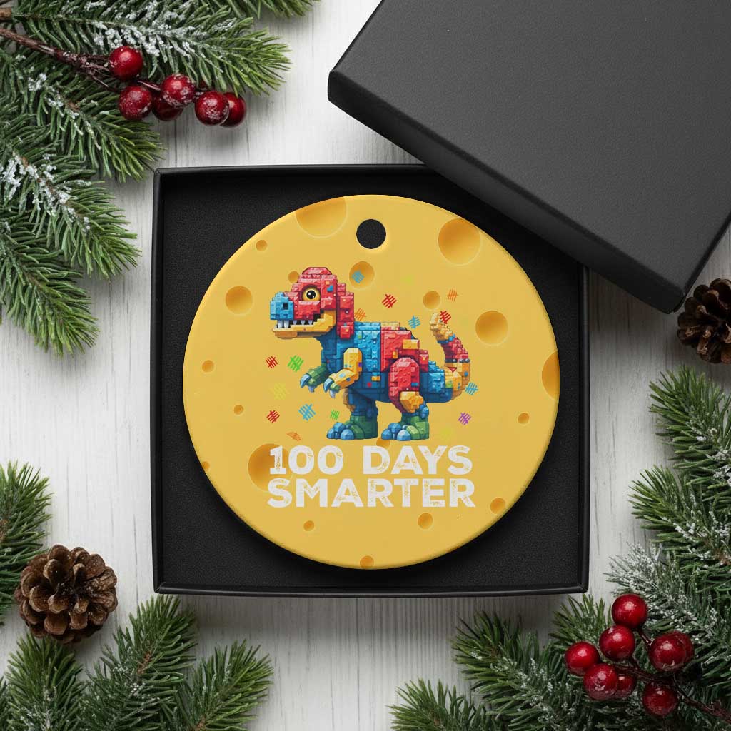 Dinosaur 100 Days Smarter Ceramic Ornament Building Bricks Dinosaur 100th Day Kids