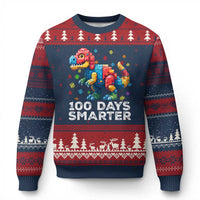 Dinosaur 100 Days Smarter Ugly Christmas Sweater Building Bricks Dinosaur 100th Day Kids